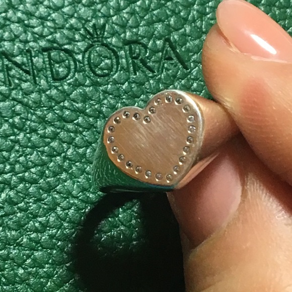 Pandora Heart Signet Ring, Clear CZ Size 54 Size 7 - Picture 4 of 8